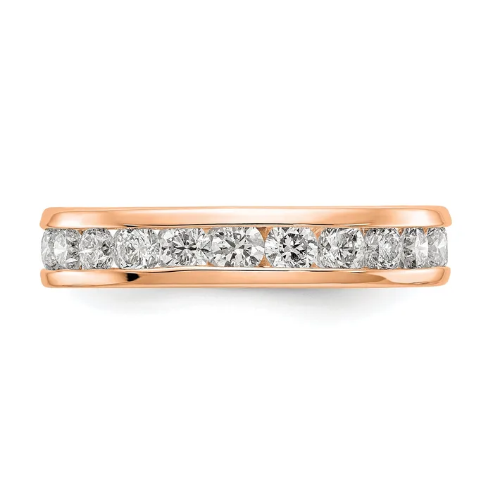Goldia Solid Real 14k Rose Gold Polished 2ct Channel Set CZ Eternity Wedding Band Ring Rings