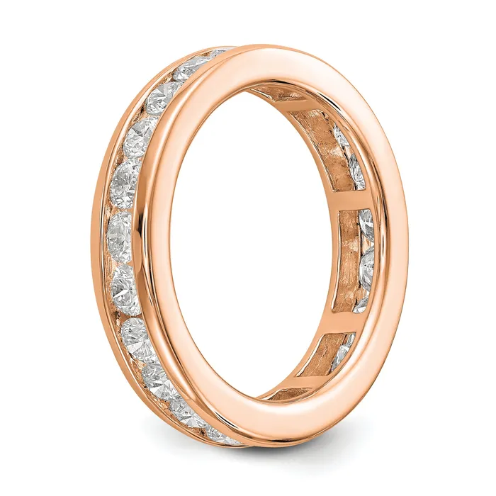 Goldia Solid Real 14k Rose Gold Polished 2ct Channel Set CZ Eternity Wedding Band Ring Rings
