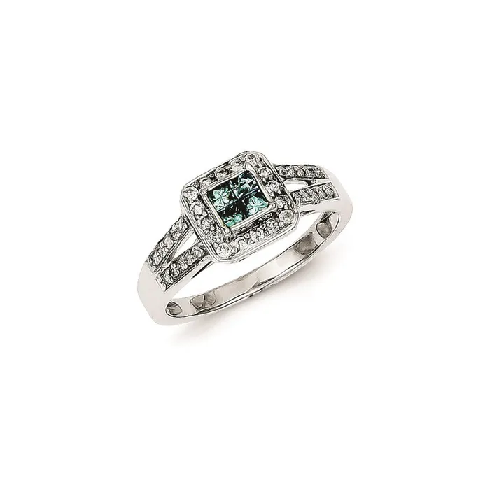 Goldia Sterling Silver Blue u0026 White Diamond Square Ring Rings