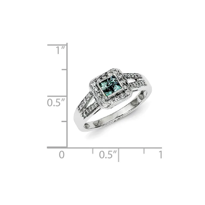 Goldia Sterling Silver Blue u0026 White Diamond Square Ring Rings