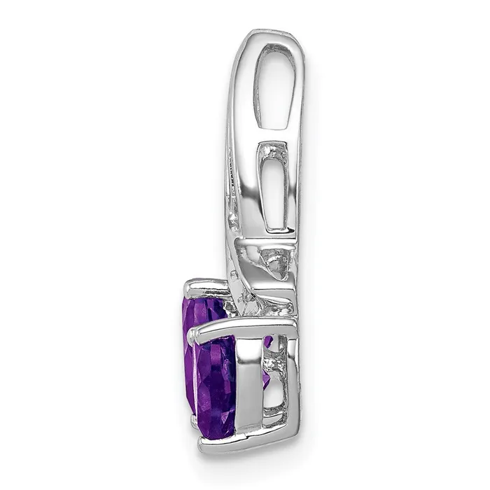 Goldia Sterling Silver RH Plated Diamond and Amethyst Double Heart Chain Slide Necklaces