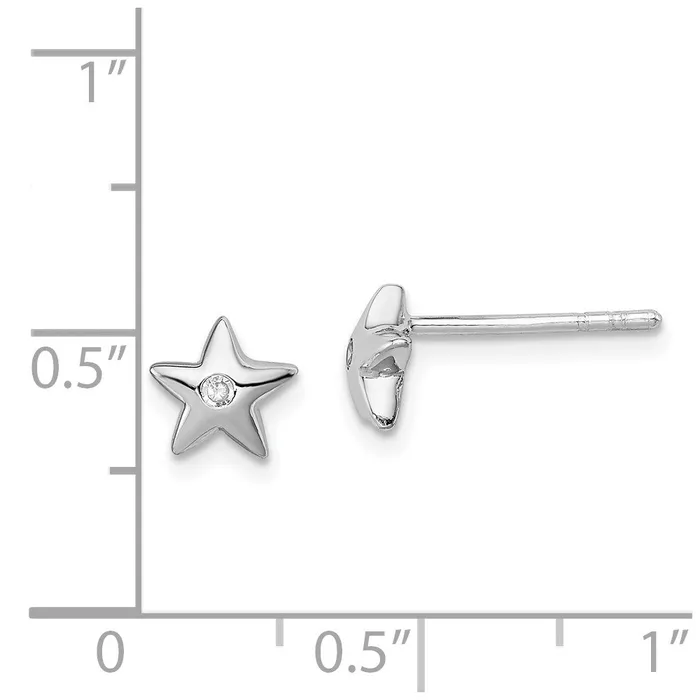 Goldia Sterling Silver Rhodium Diamond Star Earrings Earrings