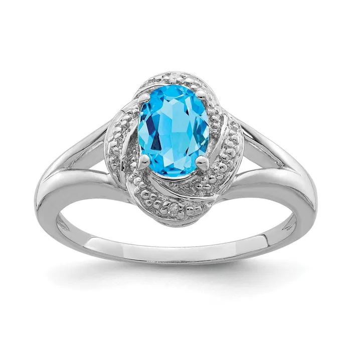Goldia Sterling Silver Rhodiumplated Diamond u0026 Blue Topaz Ring Rings