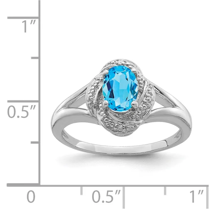Goldia Sterling Silver Rhodiumplated Diamond u0026 Blue Topaz Ring Rings