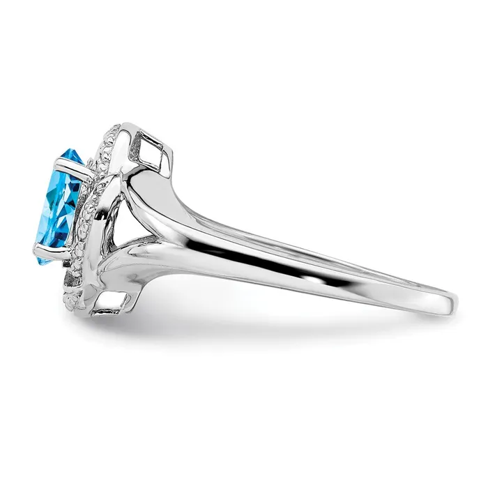 Goldia Sterling Silver Rhodiumplated Diamond u0026 Blue Topaz Ring Rings