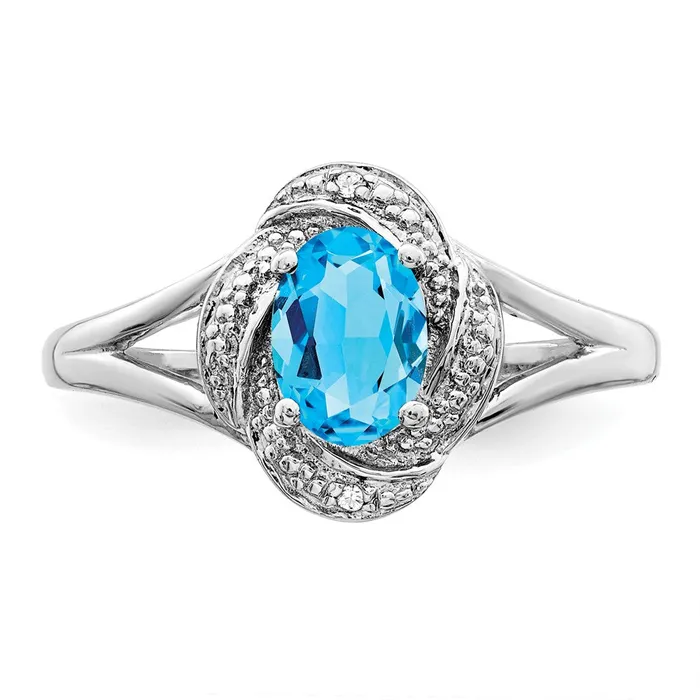 Goldia Sterling Silver Rhodiumplated Diamond u0026 Blue Topaz Ring Rings