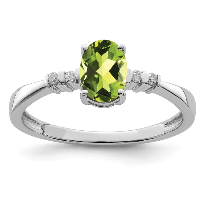 Goldia Sterling Silver Rhodium Plated Diamond u0026 Peridot Oval Ring Rings