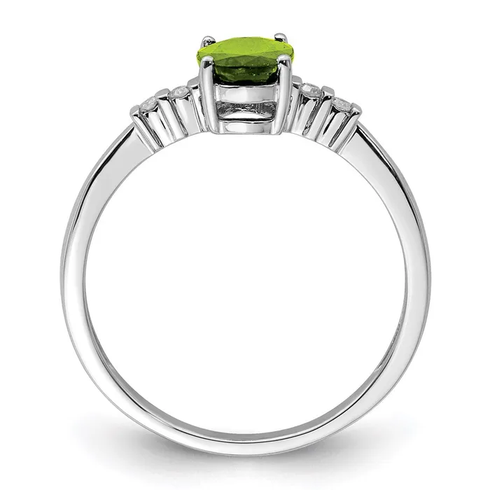 Goldia Sterling Silver Rhodium Plated Diamond u0026 Peridot Oval Ring Rings