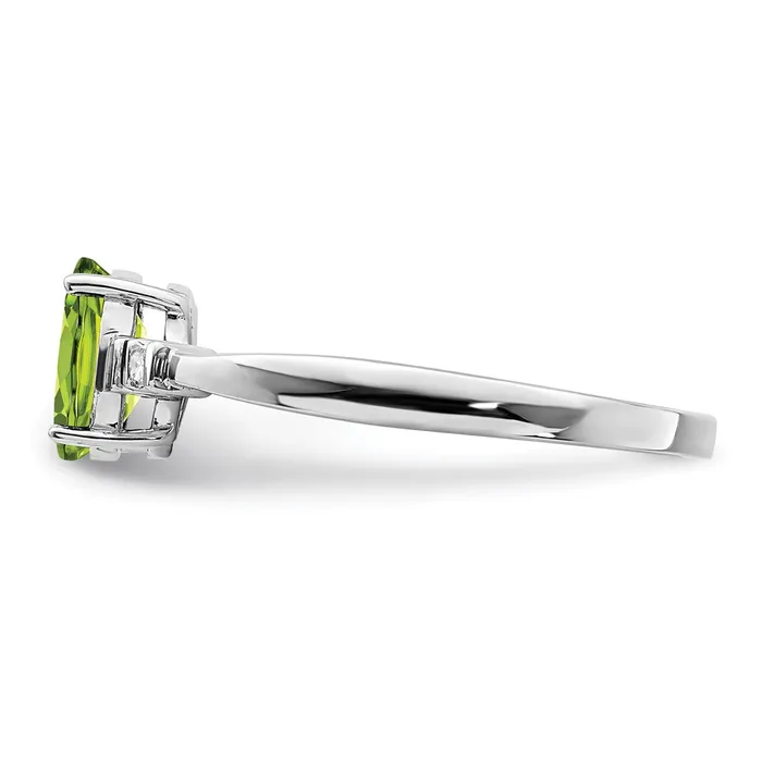 Goldia Sterling Silver Rhodium Plated Diamond u0026 Peridot Oval Ring Rings
