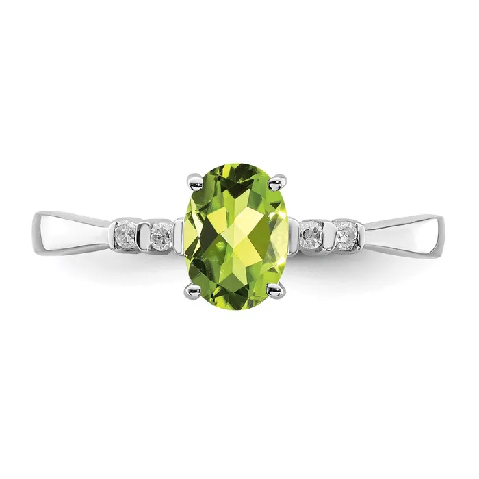 Goldia Sterling Silver Rhodium Plated Diamond u0026 Peridot Oval Ring Rings