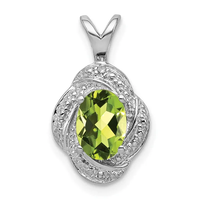 Goldia Sterling Silver Rhodiumplated Diamond u0026 Peridot Pendant Necklaces Goldia Sterling Silver Rhodiumplated Diamond u0026 Peridot Pendant Necklaces