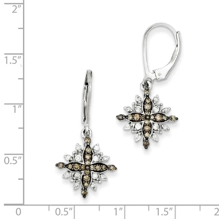 Goldia Sterling Silver White u0026 Champagne Diamond Leverback Earrings Earrings