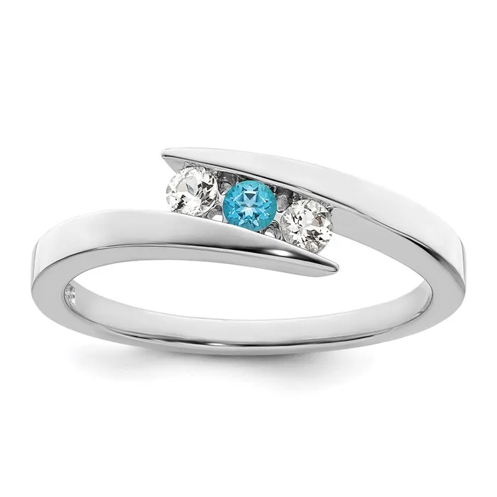 Goldia Survivor Collection Sterling Silver Rhodiumplated White and Blue Swarovski Topaz Circle of Strength Ring Rings Goldia Survivor Collection Sterling Silver Rhodiumplated White and Blue Swarovski Topaz Circle of Strength Ring Rings