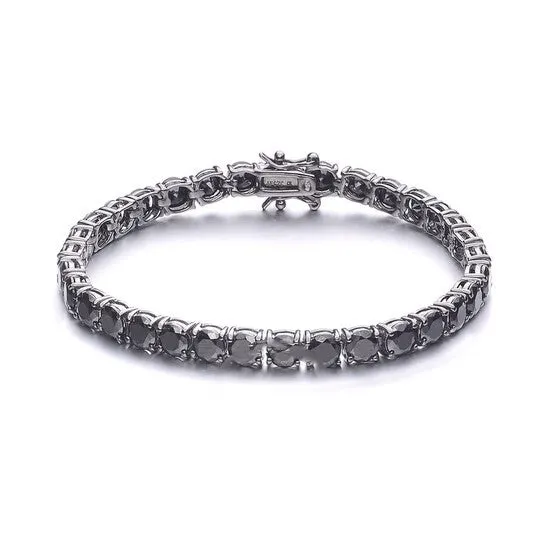 JMS always Bracelets Original Megan Walford Sterling Silver Black Cubic Zirconia Rhodium Plated Tennis Bracelet JMS always Bracelets Original Megan Walford Sterling Silver Black Cubic Zirconia Rhodium Plated Tennis Bracelet