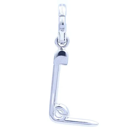 JMS always Charm Necklaces Original Burberry Silver Kilt Pin L Alphabet Charm JMS always Charm Necklaces Original Burberry Silver Kilt Pin L Alphabet Charm