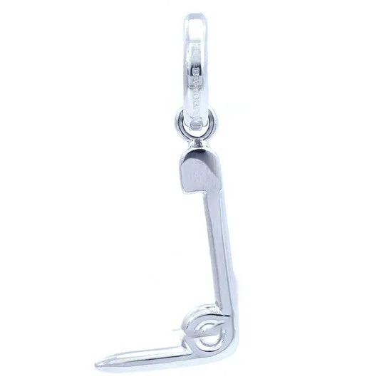 JMS always Charm Necklaces Original Burberry Silver Kilt Pin L Alphabet Charm JMS always Charm Necklaces Original Burberry Silver Kilt Pin L Alphabet Charm
