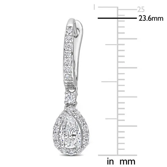 JMS always Earrings Original AMOUR 1 38 CT DEW Created Moissanite Teardrop Halo Drop Earrings In Sterling Silver JMS always Earrings Original AMOUR 1 38 CT DEW Created Moissanite Teardrop Halo Drop Earrings In Sterling Silver