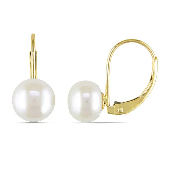 JMS always Earrings Original AMOUR Cultured Freshwater Pearl Leverback Earrings In 10K Yellow Gold JMS always Earrings Original AMOUR Cultured Freshwater Pearl Leverback Earrings In 10K Yellow Gold