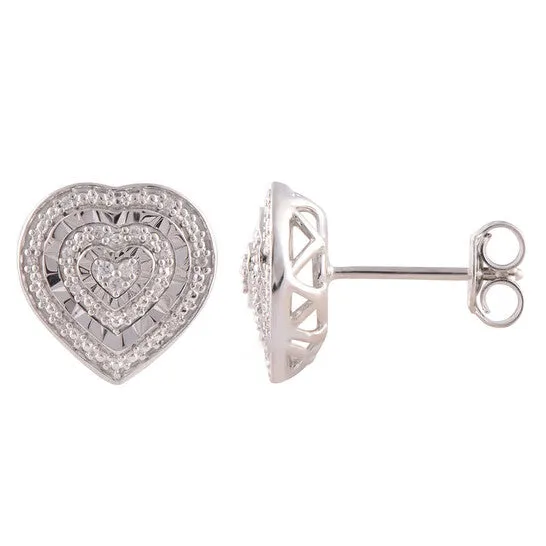 JMS always Earrings Original Diamond Muse 010 cttw White Gold Over Sterling Silver Heart Diamond Stud Earrings for Women JMS always Earrings Original Diamond Muse 010 cttw White Gold Over Sterling Silver Heart Diamond Stud Earrings for Women