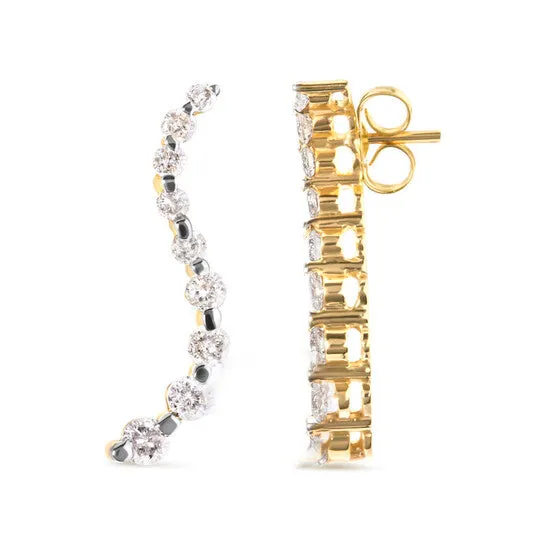 JMS always Earrings Original Haus of Brilliance 14K Yellow Gold 100 Cttw RoundCut Diamond Graduated Journey Stud Earrings IJ Color I2I3 Clarity JMS always Earrings Original Haus of Brilliance 14K Yellow Gold 100 Cttw RoundCut Diamond Graduated Journey Stud Earrings IJ Color I2I3 Clarity