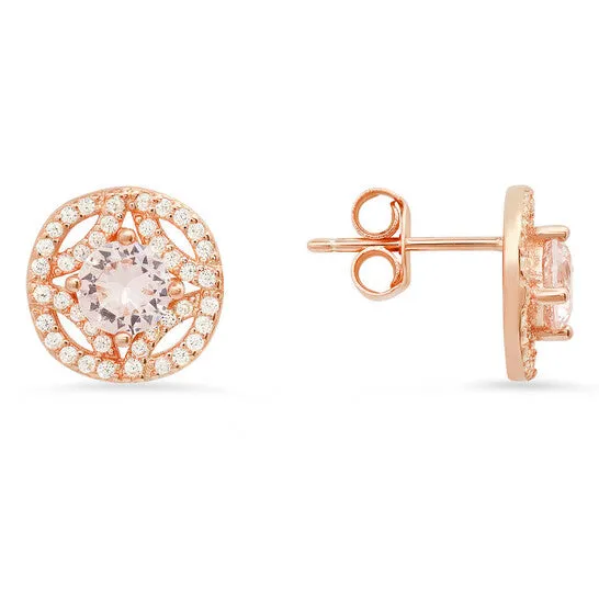 JMS always Earrings Original Kylie Harper 14k Rose Gold Over Silver Vintage Cubic Zirconia CZ Halo Stud Earrings JMS always Earrings Original Kylie Harper 14k Rose Gold Over Silver Vintage Cubic Zirconia CZ Halo Stud Earrings