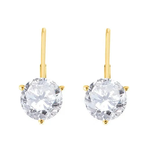 JMS always Earrings Original Maulijewels 12 Carat White Diamond HI I1I2 Womens Three Prong Set Martini Leverback Earrings In 14K Solid Yellow Gold JMS always Earrings Original Maulijewels 12 Carat White Diamond HI I1I2 Womens Three Prong Set Martini Leverback Earrings In 14K Solid Yellow Gold