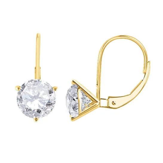 JMS always Earrings Original Maulijewels 12 Carat White Diamond HI I1I2 Womens Three Prong Set Martini Leverback Earrings In 14K Solid Yellow Gold JMS always Earrings Original Maulijewels 12 Carat White Diamond HI I1I2 Womens Three Prong Set Martini Leverback Earrings In 14K Solid Yellow Gold