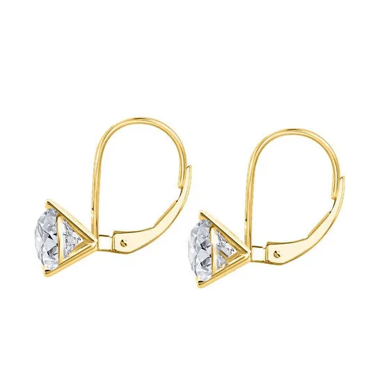 JMS always Earrings Original Maulijewels 12 Carat White Diamond HI I1I2 Womens Three Prong Set Martini Leverback Earrings In 14K Solid Yellow Gold JMS always Earrings Original Maulijewels 12 Carat White Diamond HI I1I2 Womens Three Prong Set Martini Leverback Earrings In 14K Solid Yellow Gold