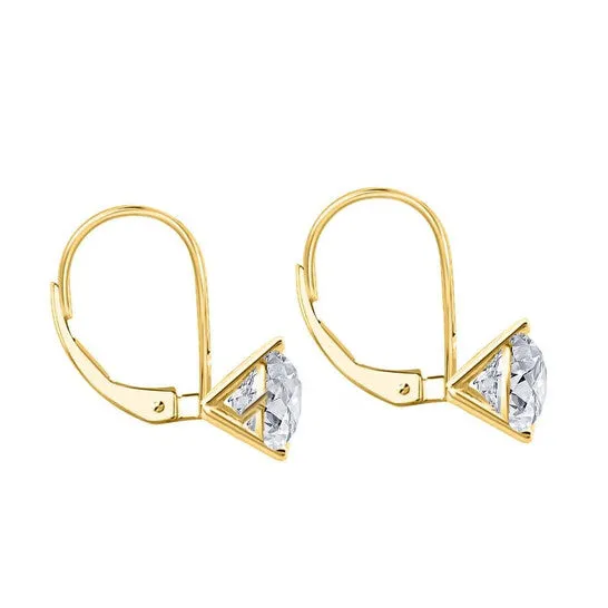 JMS always Earrings Original Maulijewels 12 Carat White Diamond HI I1I2 Womens Three Prong Set Martini Leverback Earrings In 14K Solid Yellow Gold JMS always Earrings Original Maulijewels 12 Carat White Diamond HI I1I2 Womens Three Prong Set Martini Leverback Earrings In 14K Solid Yellow Gold