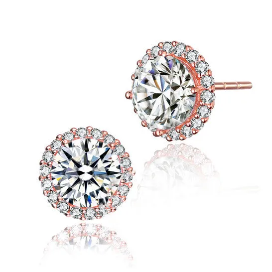 JMS always Earrings Original Megan Walford 925 Sterling Silver Rose Gold Plated Cubic Zirconia Button Stud Earrings JMS always Earrings Original Megan Walford 925 Sterling Silver Rose Gold Plated Cubic Zirconia Button Stud Earrings