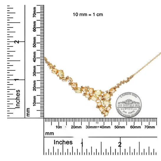 JMS always Necklaces Original 18K Yellow Gold 12 Cttw Brown Diamond and MultiSize Oval Yellow Sapphire Cluster Cascade Station Necklace Brown SI1SI2 JMS always Necklaces Original 18K Yellow Gold 12 Cttw Brown Diamond and MultiSize Oval Yellow Sapphire Cluster Cascade Station Necklace Brown SI1SI2