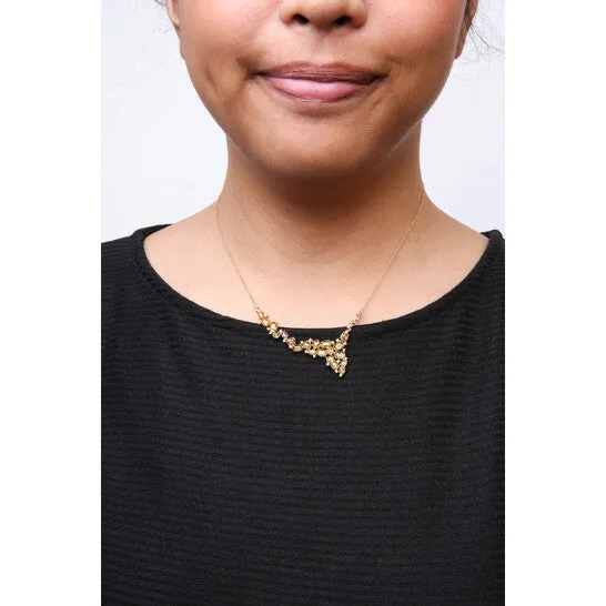JMS always Necklaces Original 18K Yellow Gold 12 Cttw Brown Diamond and MultiSize Oval Yellow Sapphire Cluster Cascade Station Necklace Brown SI1SI2 JMS always Necklaces Original 18K Yellow Gold 12 Cttw Brown Diamond and MultiSize Oval Yellow Sapphire Cluster Cascade Station Necklace Brown SI1SI2