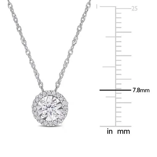 JMS always Necklaces Original AMOUR 14 CT TW Diamond Halo Pendant with Chain In 10K White Gold JMS always Necklaces Original AMOUR 14 CT TW Diamond Halo Pendant with Chain In 10K White Gold