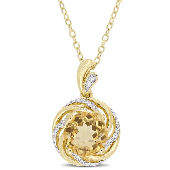 JMS always Necklaces Original AMOUR 1 78 CT TGW Citrine White Topaz and Diamond Swirl Necklace In Yellow Plated Sterling Silver JMS always Necklaces Original AMOUR 1 78 CT TGW Citrine White Topaz and Diamond Swirl Necklace In Yellow Plated Sterling Silver