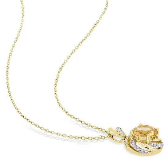 JMS always Necklaces Original AMOUR 1 78 CT TGW Citrine White Topaz and Diamond Swirl Necklace In Yellow Plated Sterling Silver JMS always Necklaces Original AMOUR 1 78 CT TGW Citrine White Topaz and Diamond Swirl Necklace In Yellow Plated Sterling Silver