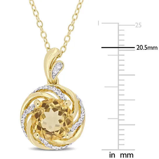JMS always Necklaces Original AMOUR 1 78 CT TGW Citrine White Topaz and Diamond Swirl Necklace In Yellow Plated Sterling Silver JMS always Necklaces Original AMOUR 1 78 CT TGW Citrine White Topaz and Diamond Swirl Necklace In Yellow Plated Sterling Silver
