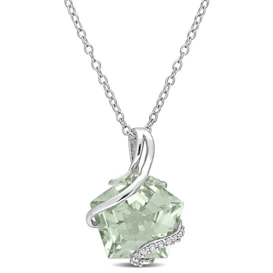 JMS always Necklaces Original AMOUR 6 12 CT TGW Green Quartz and Diamond Accent Swirl Pendant with Chain In Sterling Silver JMS always Necklaces Original AMOUR 6 12 CT TGW Green Quartz and Diamond Accent Swirl Pendant with Chain In Sterling Silver