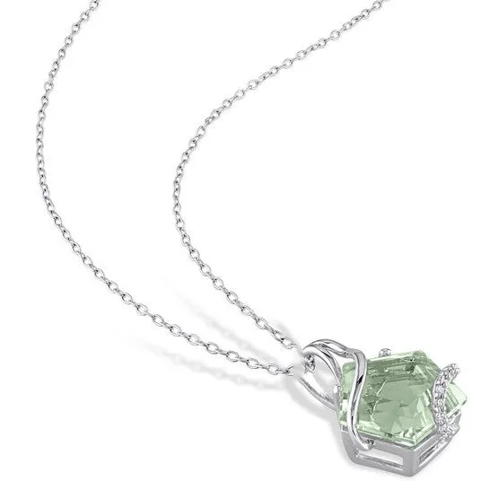 JMS always Necklaces Original AMOUR 6 12 CT TGW Green Quartz and Diamond Accent Swirl Pendant with Chain In Sterling Silver JMS always Necklaces Original AMOUR 6 12 CT TGW Green Quartz and Diamond Accent Swirl Pendant with Chain In Sterling Silver