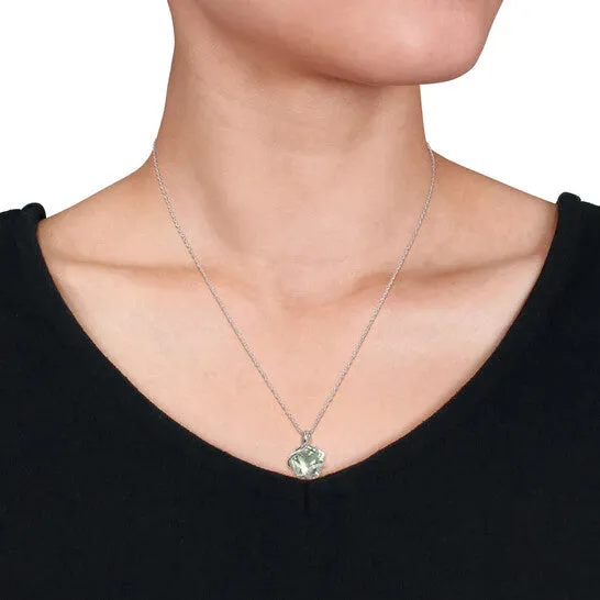 JMS always Necklaces Original AMOUR 6 12 CT TGW Green Quartz and Diamond Accent Swirl Pendant with Chain In Sterling Silver JMS always Necklaces Original AMOUR 6 12 CT TGW Green Quartz and Diamond Accent Swirl Pendant with Chain In Sterling Silver