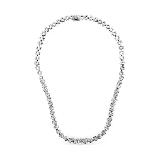 JMS always Necklaces Original IGI Certified 14K White Gold 80 Cttw Pave Set RoundCut Diamond Cluster Graduating Riviera Statement Necklace HI Color I1 Clarity JMS always Necklaces Original IGI Certified 14K White Gold 80 Cttw Pave Set RoundCut Diamond Cluster Graduating Riviera Statement Necklace HI Color I1 Clarity