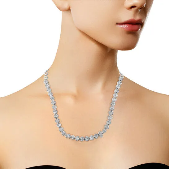 JMS always Necklaces Original IGI Certified 14K White Gold 80 Cttw Pave Set RoundCut Diamond Cluster Graduating Riviera Statement Necklace HI Color I1 Clarity