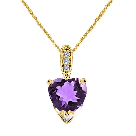 JMS always Necklaces Original Maulijewels 125 Carat Heart Shape Amethyst Gemstone And White Diamond Pendant In 10k Yellow Gold With 18 10k Yellow Gold Plated Sterling Silver Box JMS always Necklaces Original Maulijewels 125 Carat Heart Shape Amethyst Gemstone And White Diamond Pendant In 10k Yellow Gold With 18 10k Yellow Gold Plated Sterling Silver Box