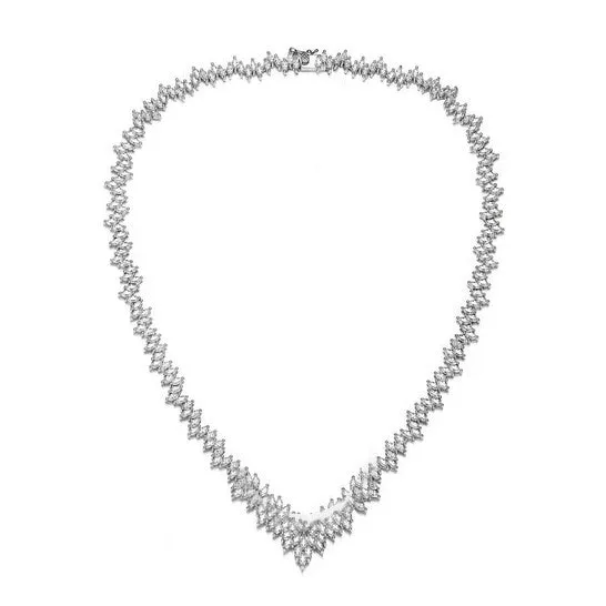 JMS always Necklaces Original Megan Walford Sterling Silver Marquise Cubic Zirconia Cluster Necklace JMS always Necklaces Original Megan Walford Sterling Silver Marquise Cubic Zirconia Cluster Necklace