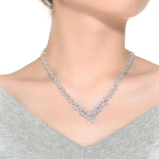 JMS always Necklaces Original Megan Walford Sterling Silver Marquise Cubic Zirconia Cluster Necklace JMS always Necklaces Original Megan Walford Sterling Silver Marquise Cubic Zirconia Cluster Necklace