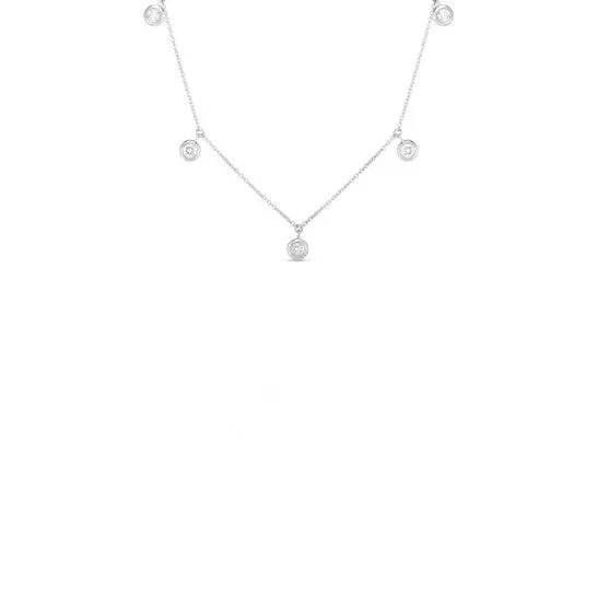 JMS always Necklaces Original Roberto Coin 18K White Gold Five Diamond Drop Station Necklace JMS always Necklaces Original Roberto Coin 18K White Gold Five Diamond Drop Station Necklace