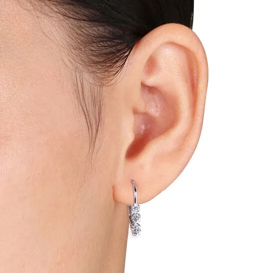JMS always Original AMOUR 14 CT TW 3 Stone Diamond Leverback Earrings In 14K White Gold Earrings JMS always Original AMOUR 14 CT TW 3 Stone Diamond Leverback Earrings In 14K White Gold Earrings