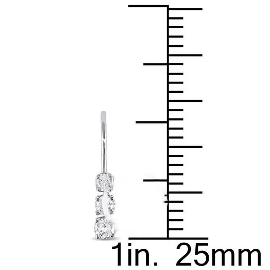 JMS always Original AMOUR 14 CT TW 3 Stone Diamond Leverback Earrings In 14K White Gold Earrings JMS always Original AMOUR 14 CT TW 3 Stone Diamond Leverback Earrings In 14K White Gold Earrings