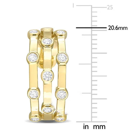 JMS always Original AMOUR 1 CT TDW Diamond Triple Row Open Hoop Earrings In 10K Yellow Gold Earrings JMS always Original AMOUR 1 CT TDW Diamond Triple Row Open Hoop Earrings In 10K Yellow Gold Earrings