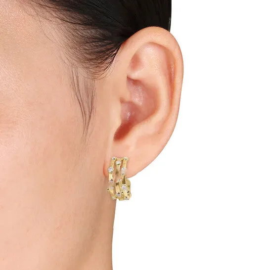 JMS always Original AMOUR 1 CT TDW Diamond Triple Row Open Hoop Earrings In 10K Yellow Gold Earrings JMS always Original AMOUR 1 CT TDW Diamond Triple Row Open Hoop Earrings In 10K Yellow Gold Earrings