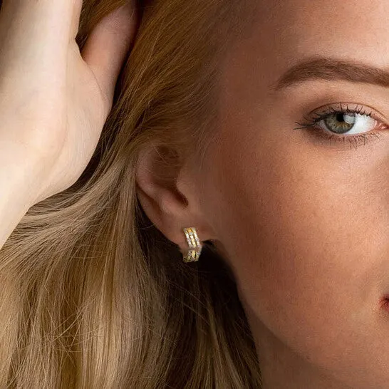 JMS always Original AMOUR 1 CT TDW Diamond Triple Row Open Hoop Earrings In 10K Yellow Gold Earrings JMS always Original AMOUR 1 CT TDW Diamond Triple Row Open Hoop Earrings In 10K Yellow Gold Earrings